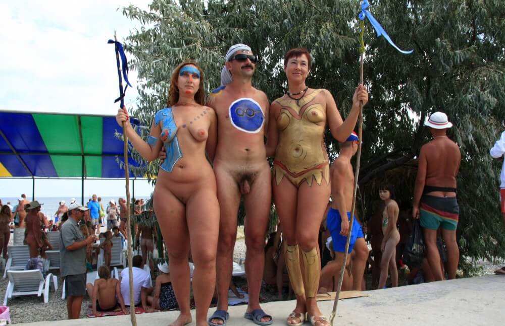 Three Painted Girl Poses pics - Nudism is a philosophy based on respect and trust