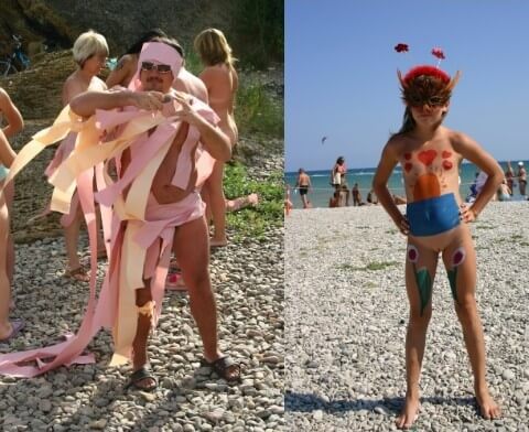 Natural Mud Camouflaging pics - Overcoming insecurities is one of the goals of practicing nudism and naturism