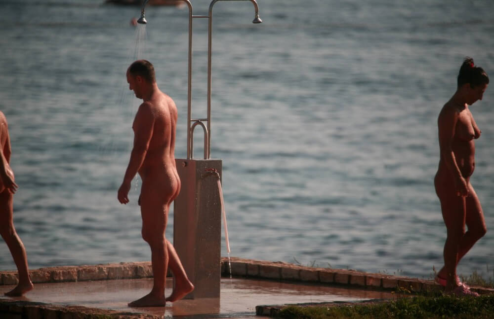 Naturist Shower at Dusk pics - Naturism teaches respect and love for the natural world