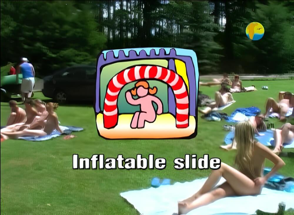 Naturist: Freedom: Inflatable Slide - Poor naked people and rich naked people in one place
